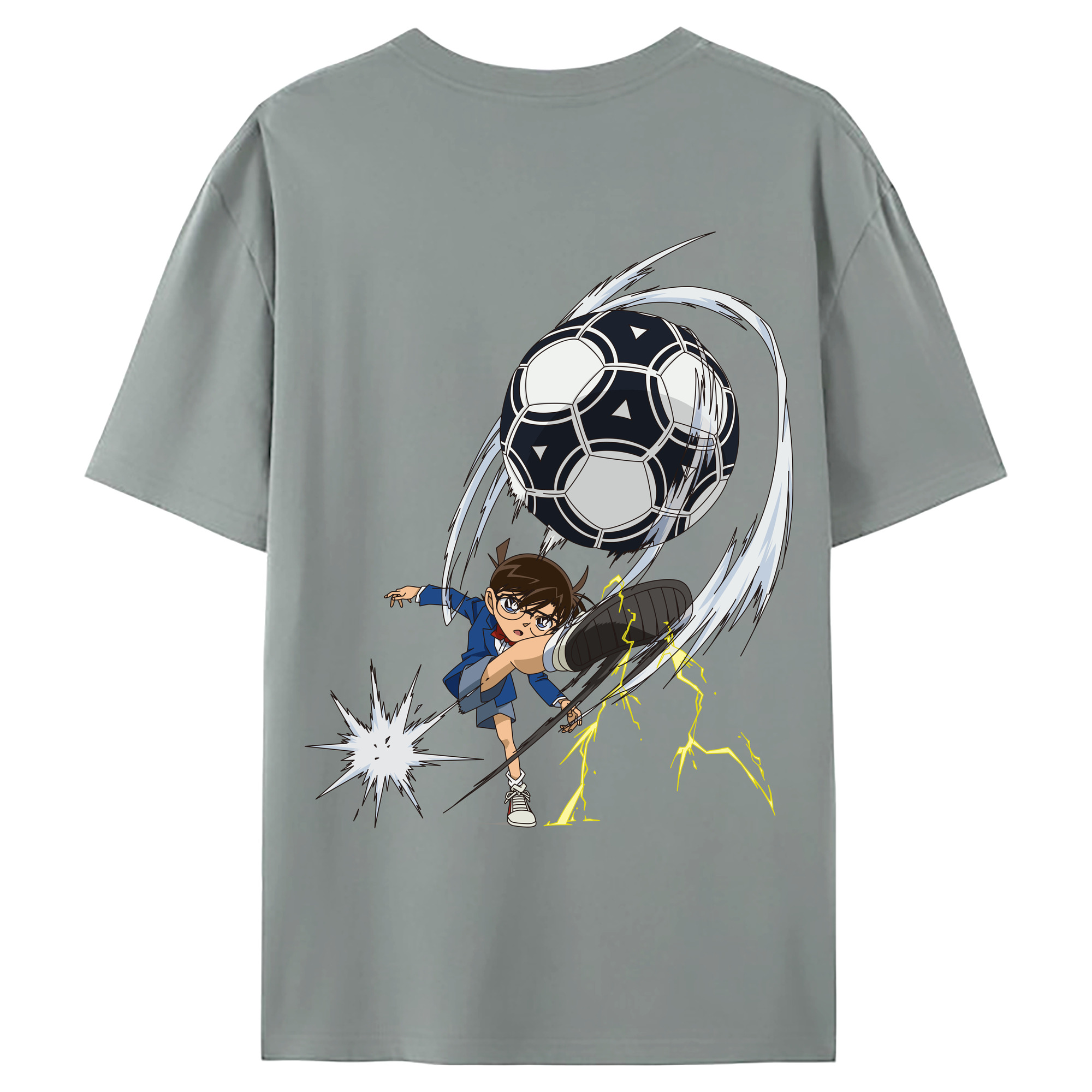 （画像用） 名探偵コナン 江戸川 コナン Detective Conan Conan Edogawa 綿100％ メンズ半袖Tシャツ（バックプリント） 通気性